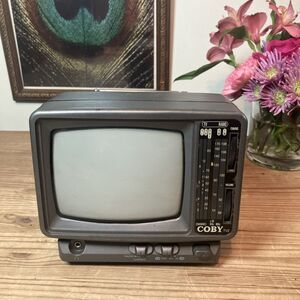 VTG Y2K Coby CX-TV2 Portable 5 in Black/White Television & AM FM Radio UnTested